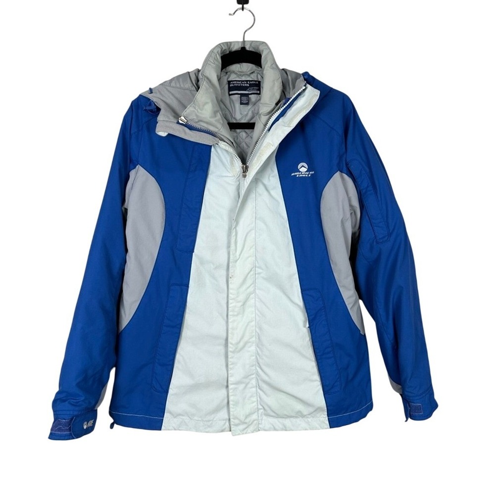 American Eagle Outfitters Y2K AE77 Womens Ski Jacket Blue Grey Size L